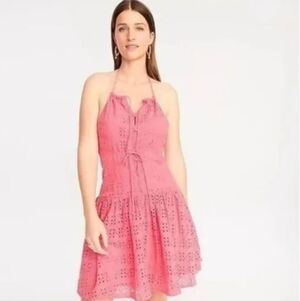J.Crew Anguilla eyelet lace halter mini dress
